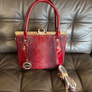 Elegant Red Snake Print Handbag